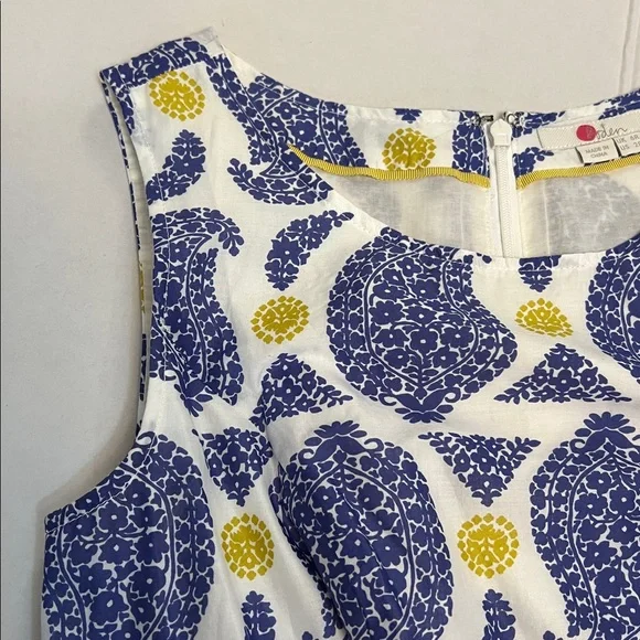 BODEN LIZZIE COTTON PREPPY PAISLEY BLUE & YELLOW SLEEVELESS MIDI DRESS SIZE 2 - Picture 15 of 15